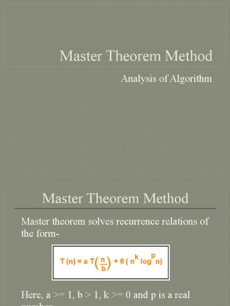 Master Theorem Beispiel Master Theorem Beispiel