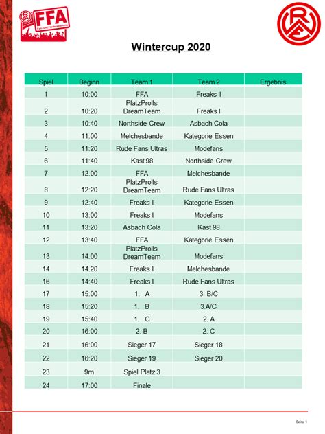 Spielplan Rwe